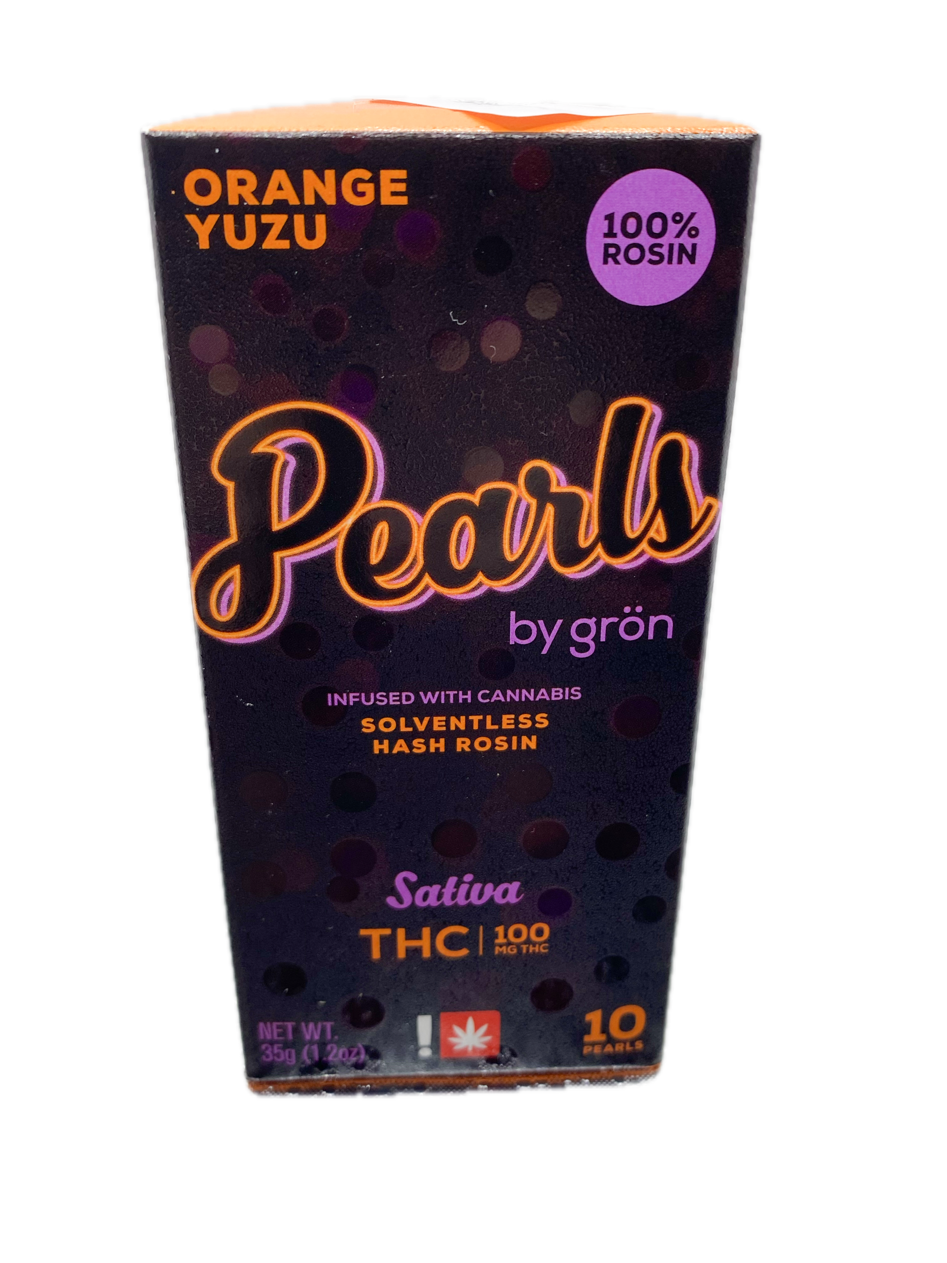 Photograph of product: GRON - EDIBLE PEARLS - 100MG - ROSIN - SATIVE - ORANGE YUZU