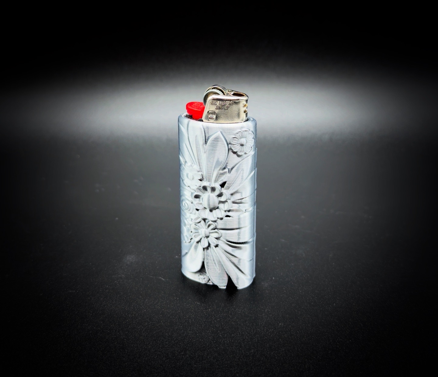 Photograph of product: HighByDesign Bic Lighter Case Endless Flowers Edition-Platinum Metallic