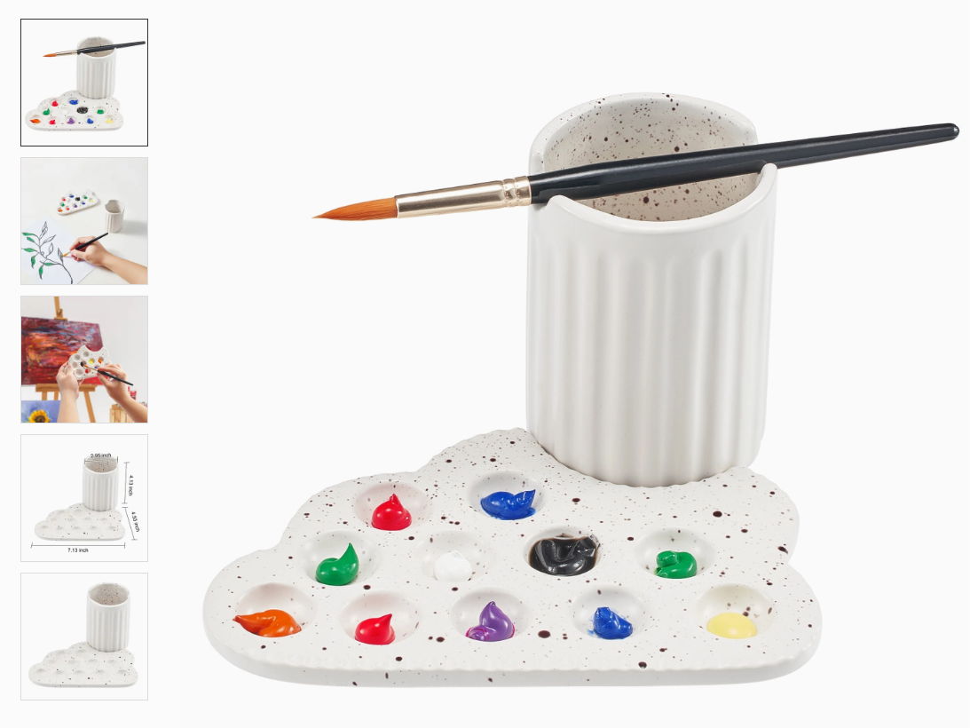 Photograph of product: Ceramic Paint Brush & Palette Set