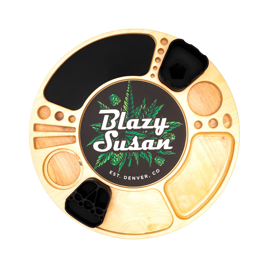 Photograph of product: Blazy Susan I Rolling Tray | Birch | Black