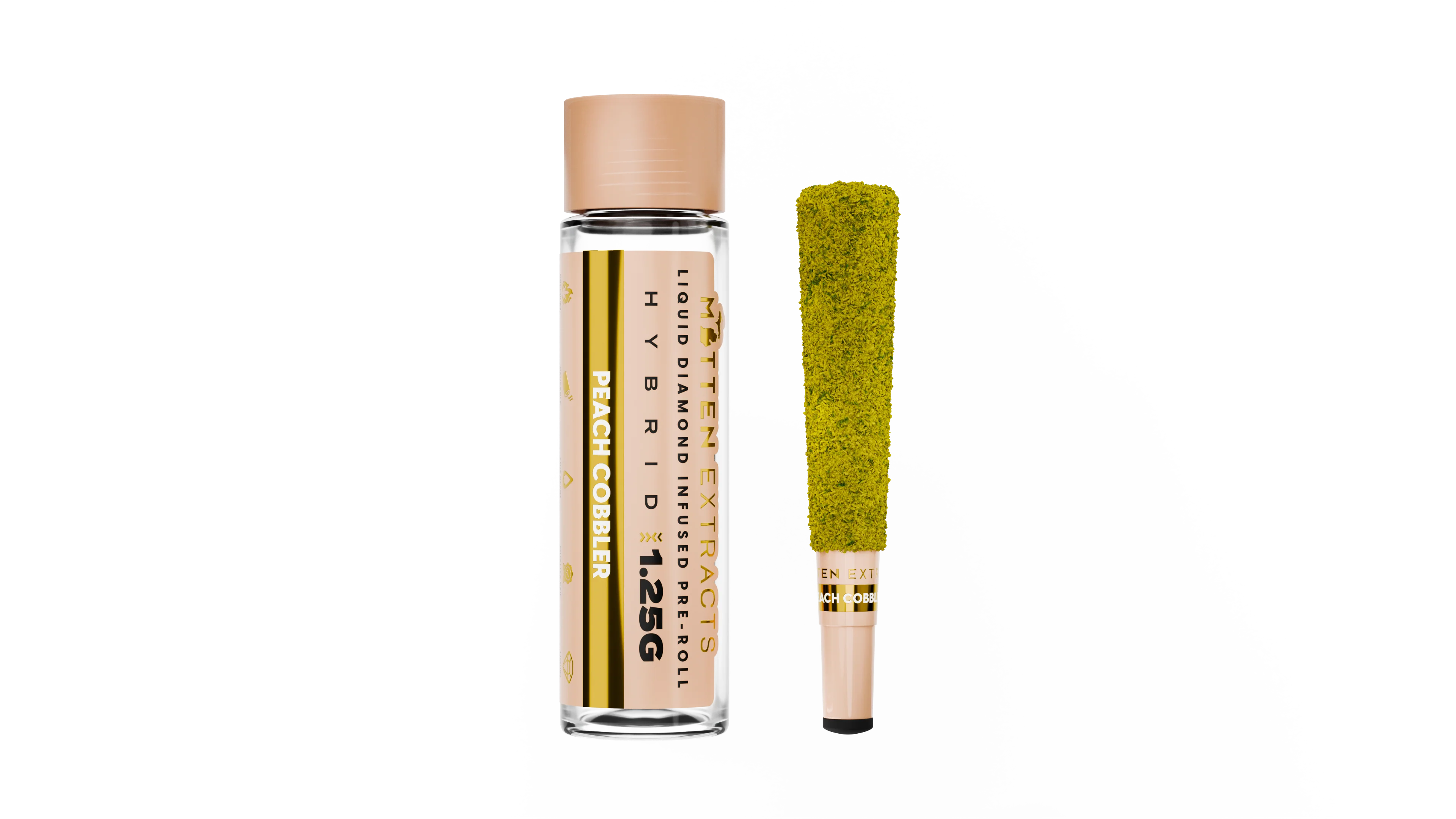 Photograph of product: MITTEN EXTRACTS | PEACH COBBLER - INFUSED PRE ROLL HYBRID