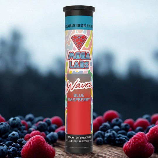 Photograph of product: Wavez Blue Raspberry (I) 1g Live Resin Infused Pre Roll