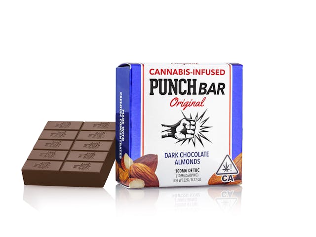 Photograph of product: 100MG Original Dark Chocolate Almond Bar - Dark Chocolate Almond