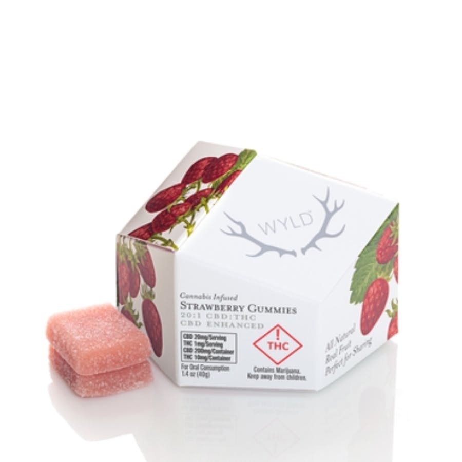 Photograph of product: Gummies 10mg - WYLD - Strawberry 20:1