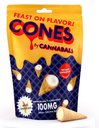 Photograph of product: Cannabals | 10mg 10pk White Chocolate | Ice Cream Cone Bottoms