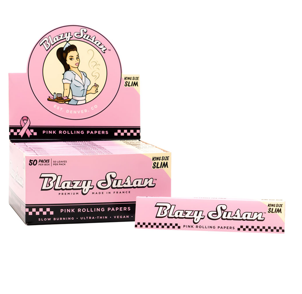 Photograph of product: (Blazy Susan) Pink King Size Rolling Papers
