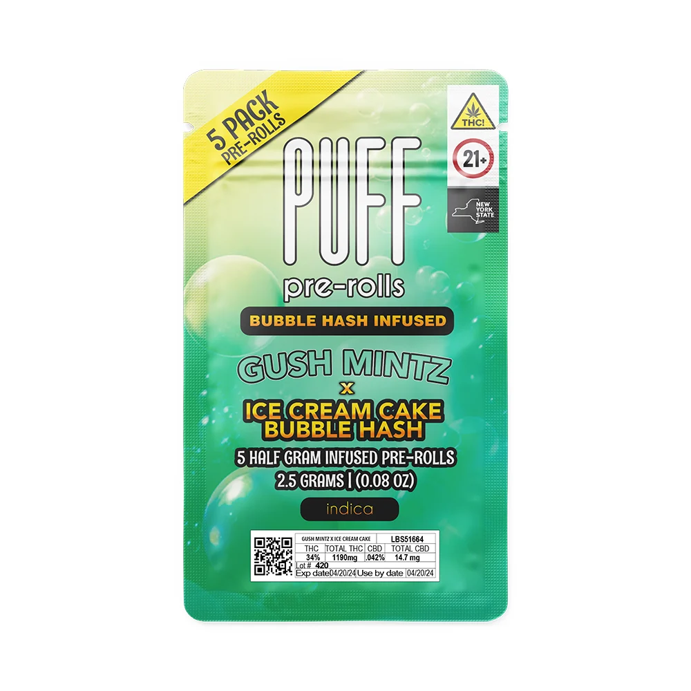 Photograph of product: 5-pack Bubble au chocolat Infused Pre-Rolls - Gush Mints x Ice Cream Cake