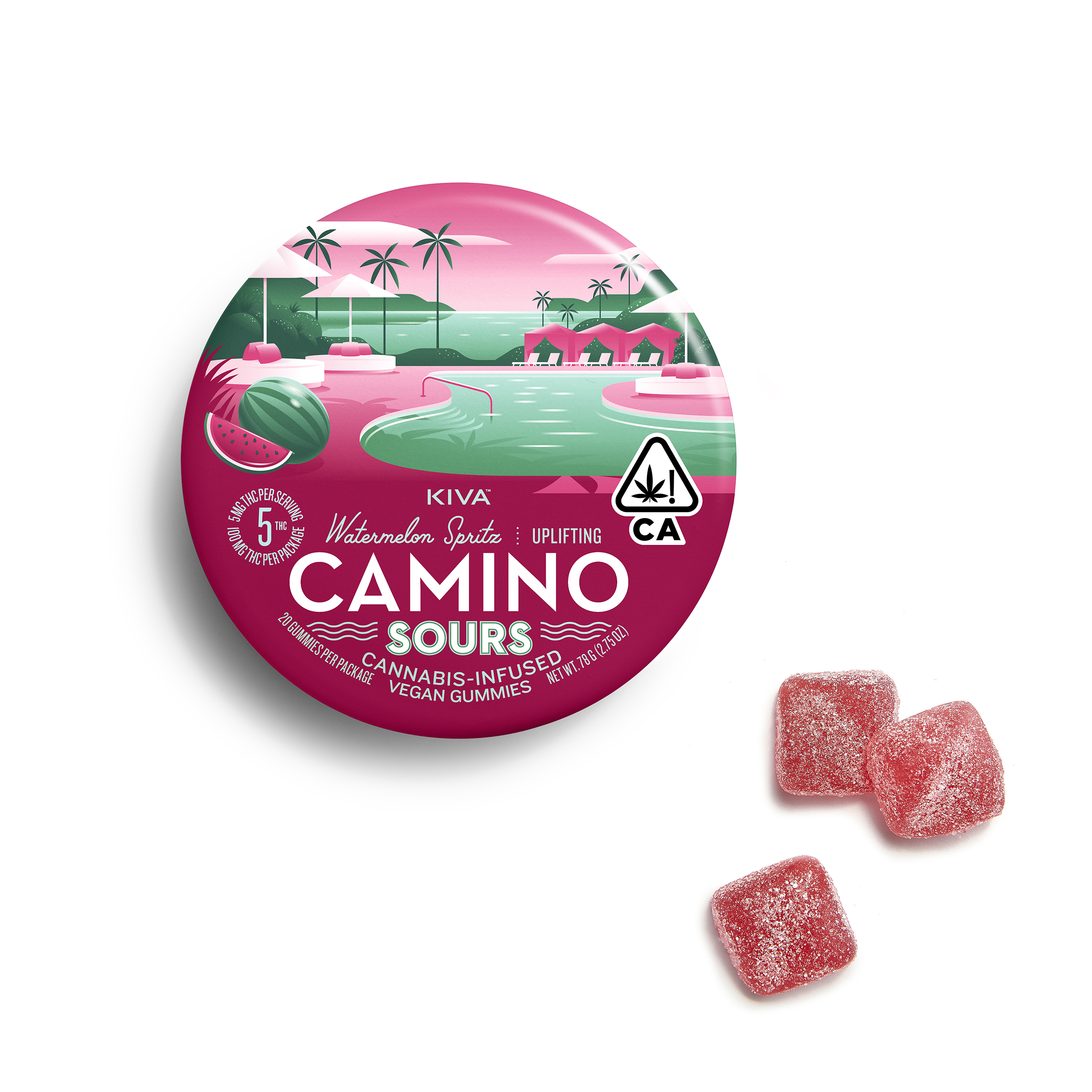 Photograph of Product: Kiva - Watermelon Spritz - Gummy - 10ct - 100mg