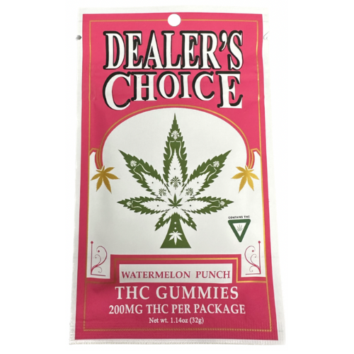 Photograph of product: Dealer's Choice Watermelon Punch Gummies 200mg TH-oui
