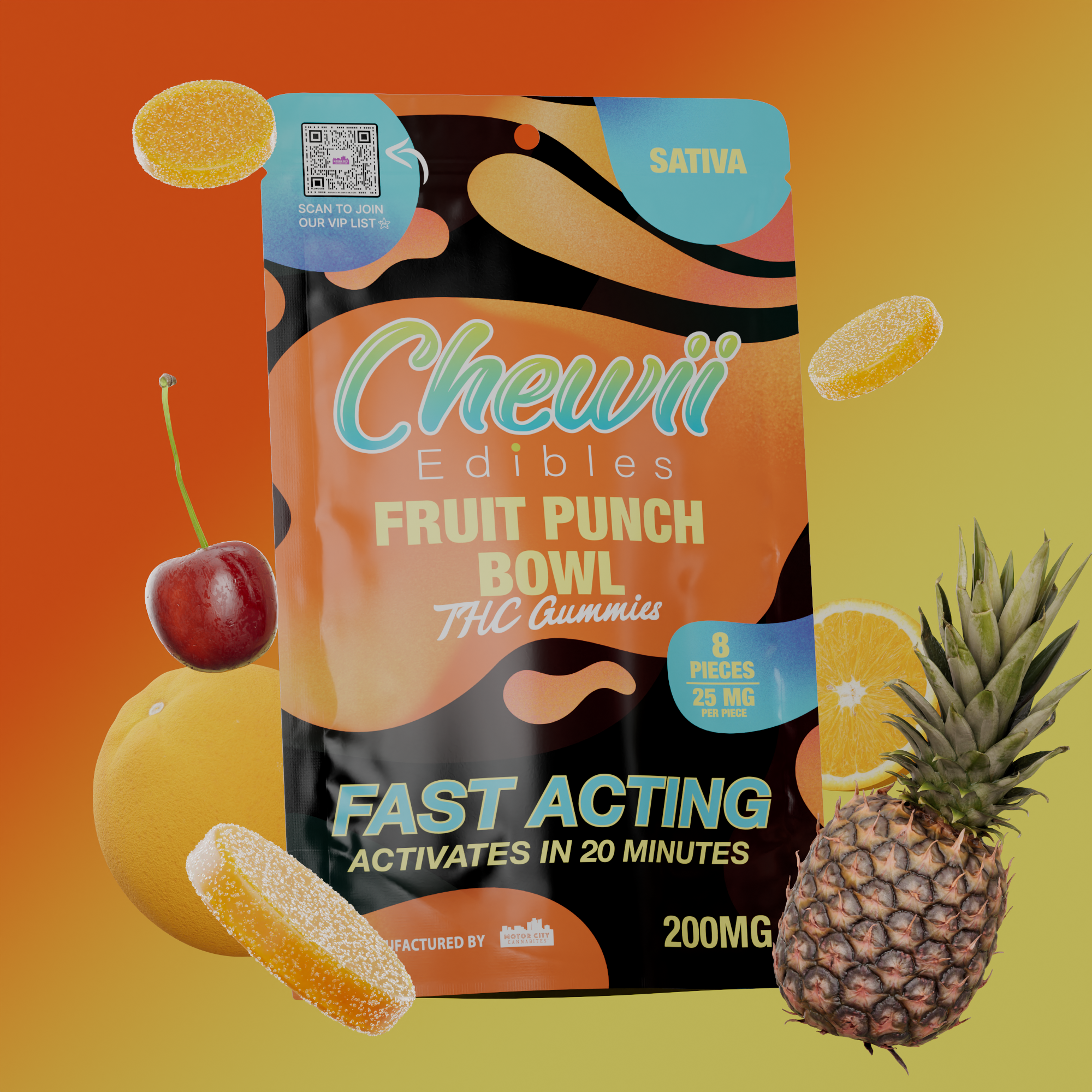 Photograph of product: CHEWII | FRUIT PUNCH | GUMMIES | 200MG