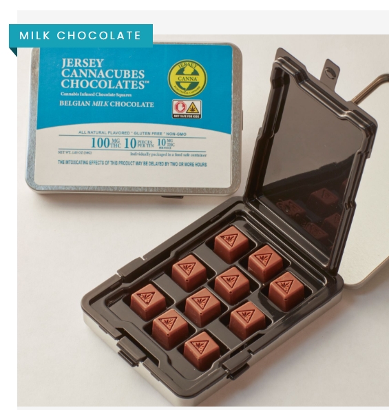 Photograph of product: Jersey Canna - Cannacubes 100mg 10 ct- Milk Chocolate