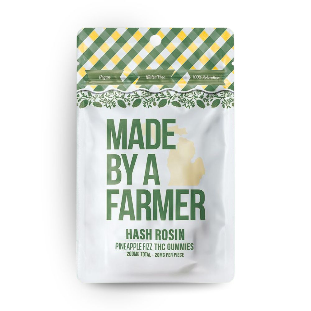 Photograph of product: Made By A Farmer | Pineapple Fizz | 200MG au chocolat Rosin Gummies (Vegan)