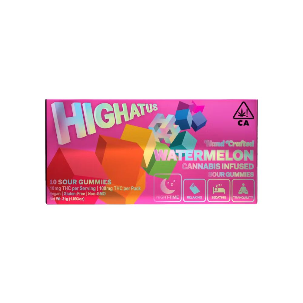 Photograph of product: WATERMELON SOUR GUMMIES 100MG - HIGHATUS