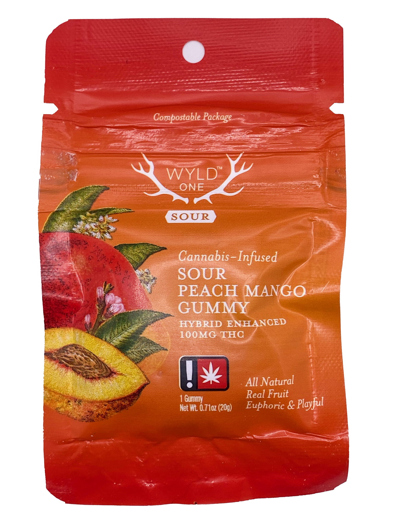 Photograph of product: WYLD ONES - EDIBLE GUMMY - 100MG - HYBRID - SOUR PEACH MANGO