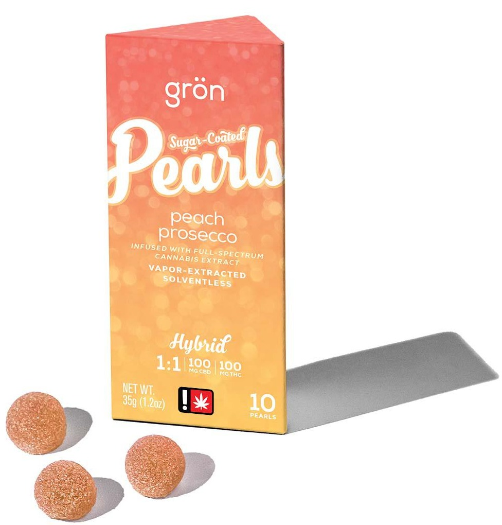 Photograph of product: Gron Pearls | 1:1 Peach Prosecco Gummies