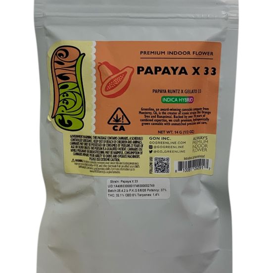 Photograph of product: Greenline - Papaya x 33 14g Flower - 