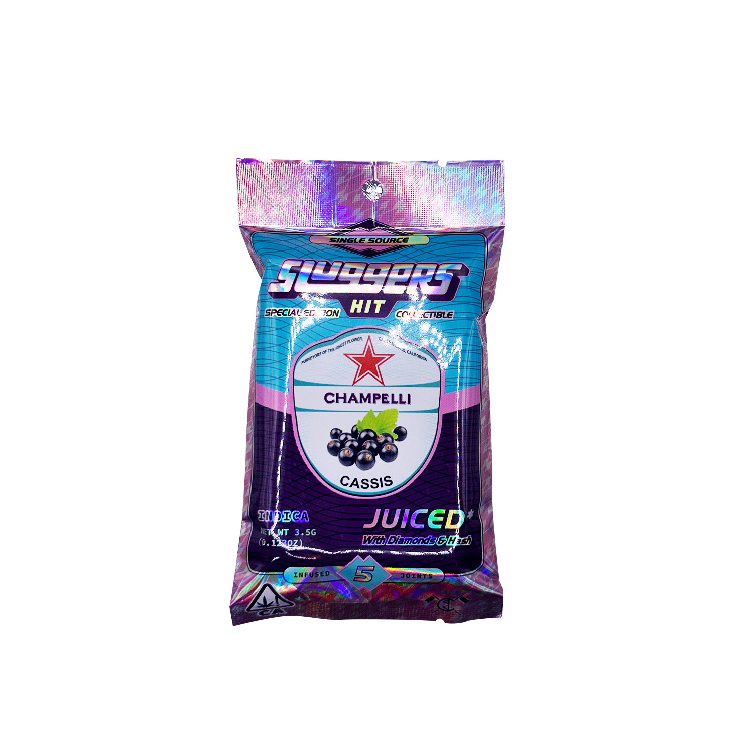 Photograph of product: Sluggers x Champelli - Champelli Cassis Infused Pre-Roll 0.7g x 5pk