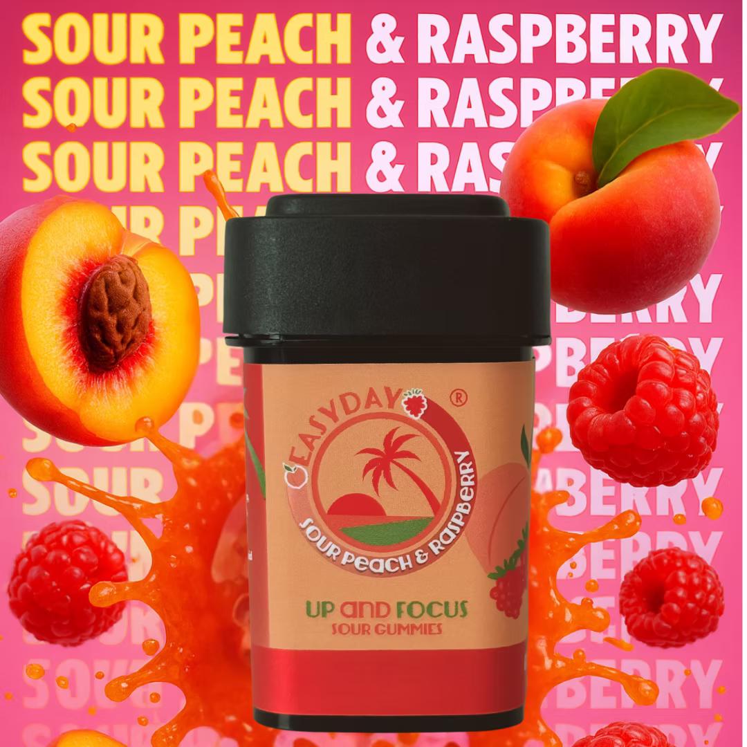 Photograph of product: Easyday I Up & Focus  I Sour Peach & Raspberry I 20mg TH-oui I 10pc