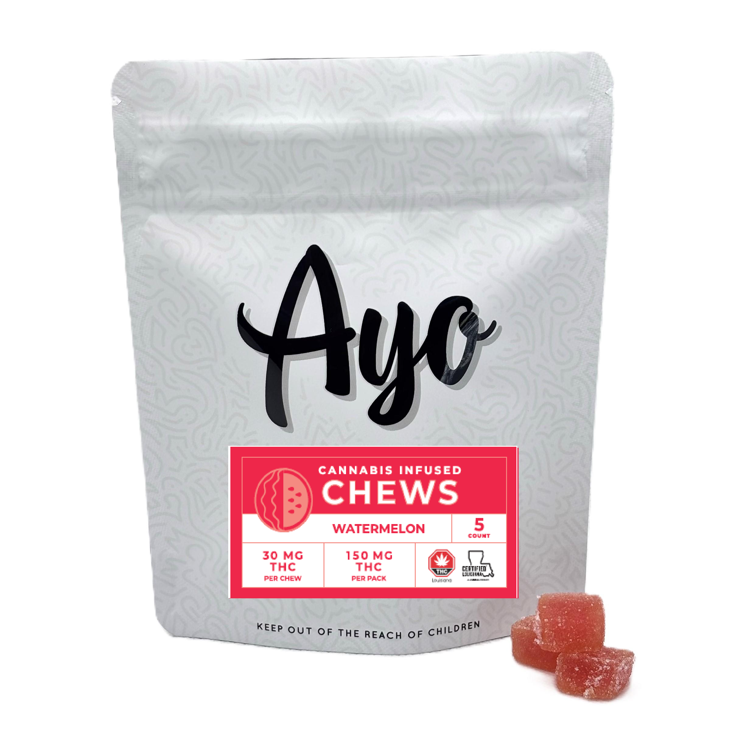 Photograph of product: WATERMELON | GUMMY | 30MG | 5 PACK