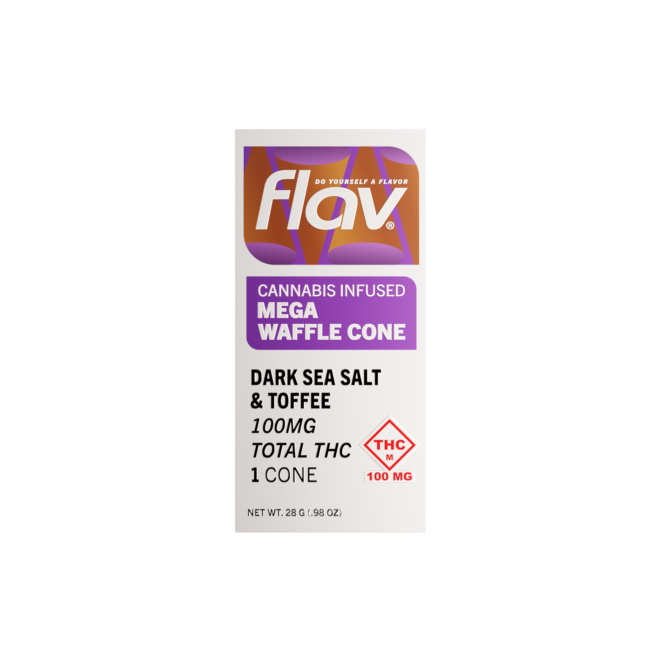 Photograph of product: Flav - Mega Waffle Cone - Dark Salt and Toffee - 100mg (1ct)
