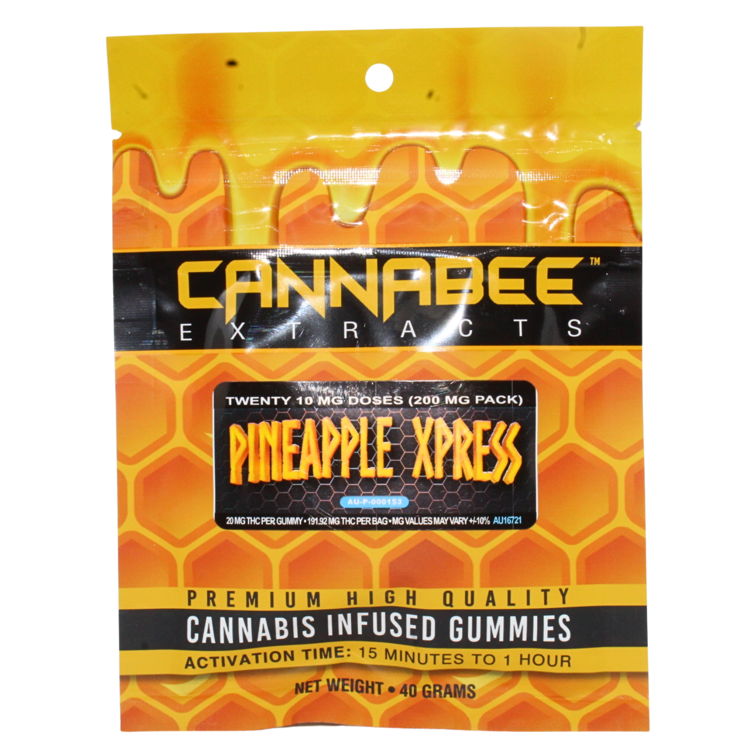 Photograph of product: CANNABEE EXTRACTS PINEAPPLE XPRESS 200MG LIVE RESIN GUMMIES REC