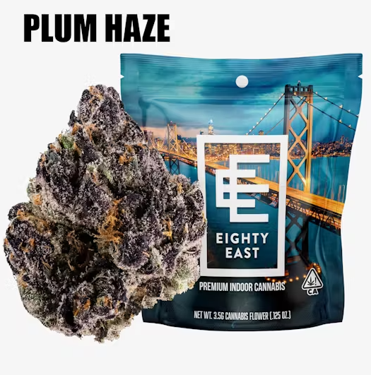 Photograph of product: Eighty East | Plum Haze | Premium Indoor Flower | 1/8oz - 3.5g