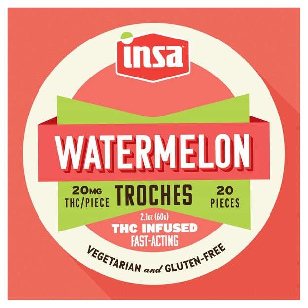 Photograph of product: RSO Watermelon Troches 400mg (20-Pack | 20mg Each)