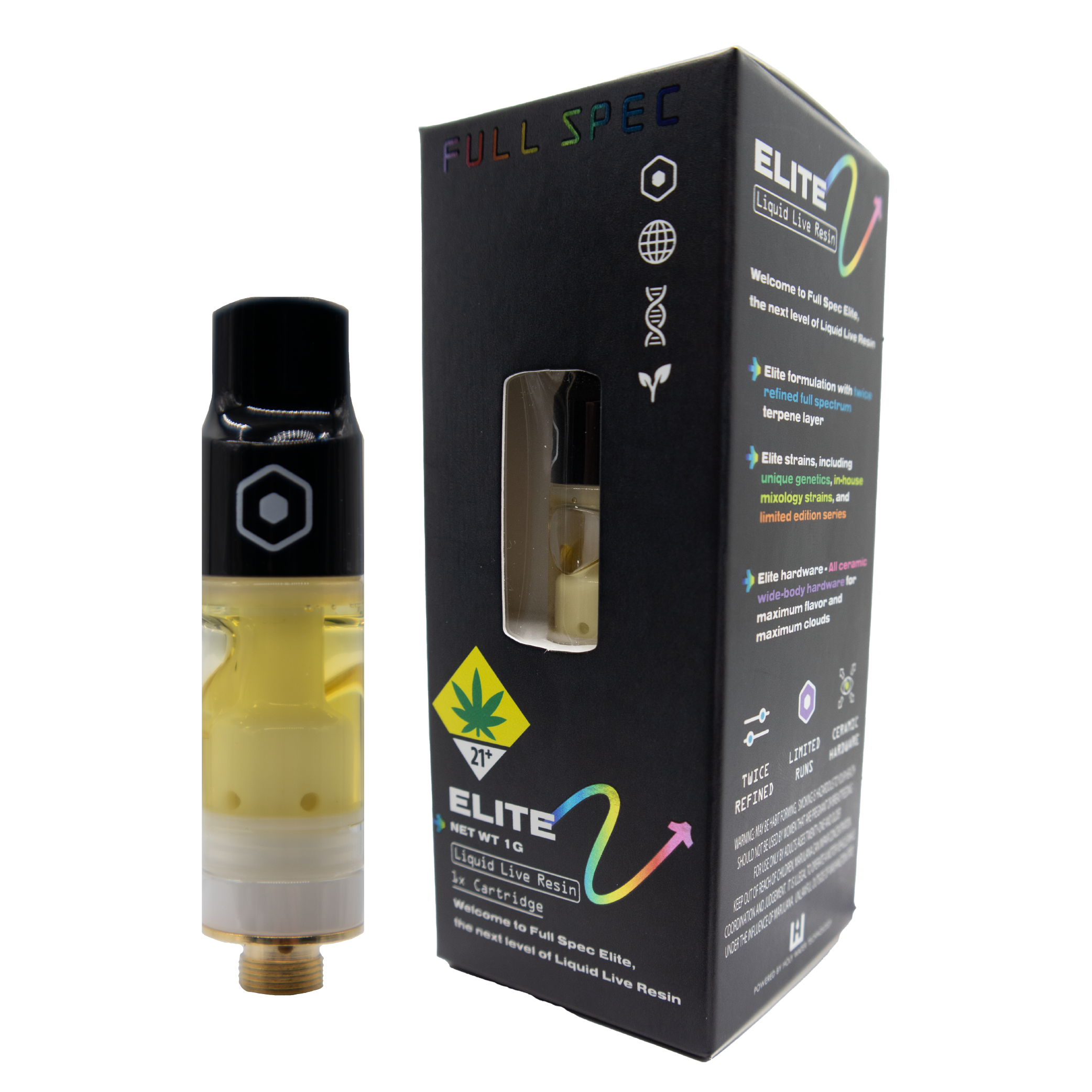 Photograph of product: Full Spec Elite | The Lid Dropper | Live Resin | Cartridge | 1g