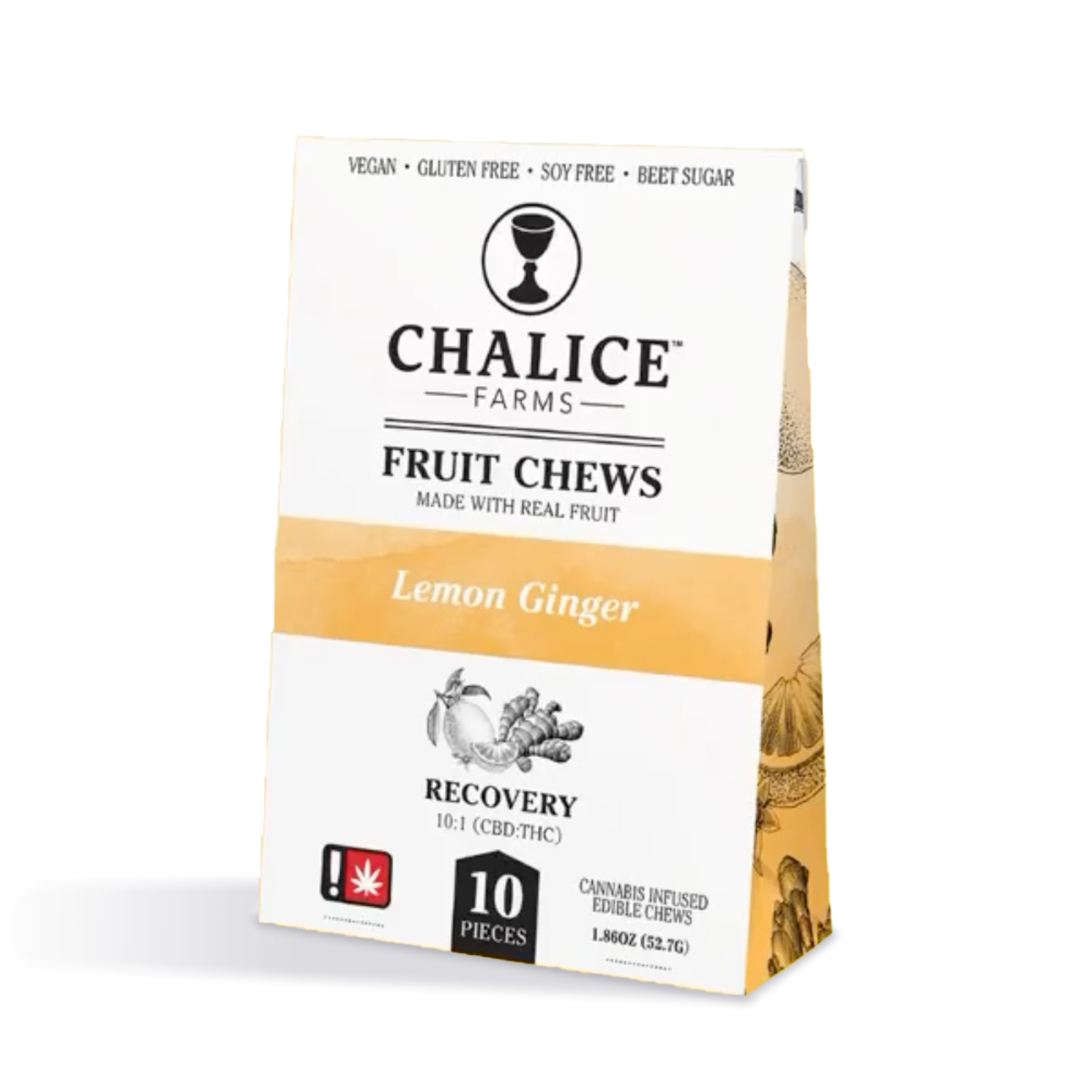 Photograph of product: Lemon Ginger 10:1 Fruit Chew 10-pack | 50mg