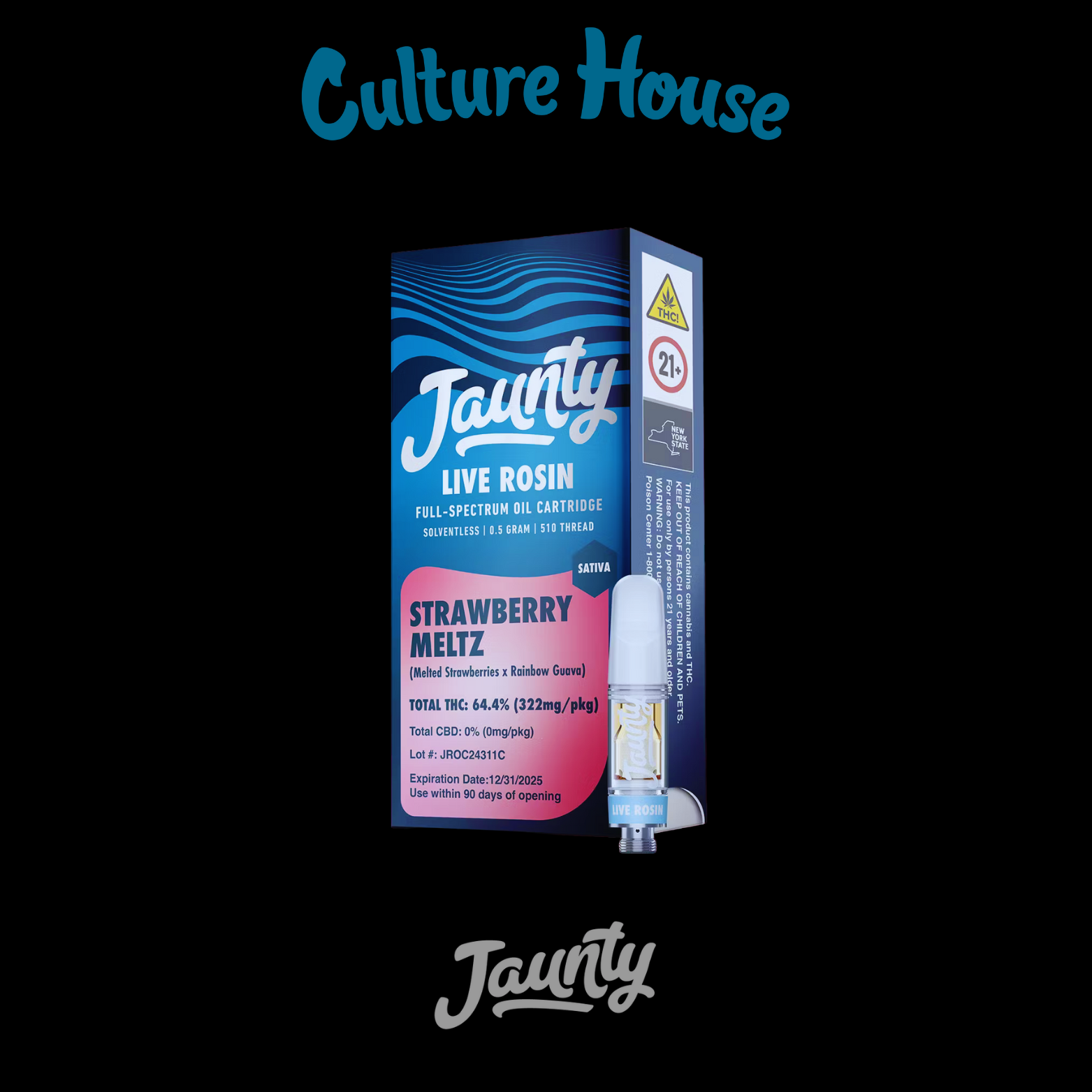 Photograph of product: Jaunty | Strawberry Meltz | Live Rosin | Cart