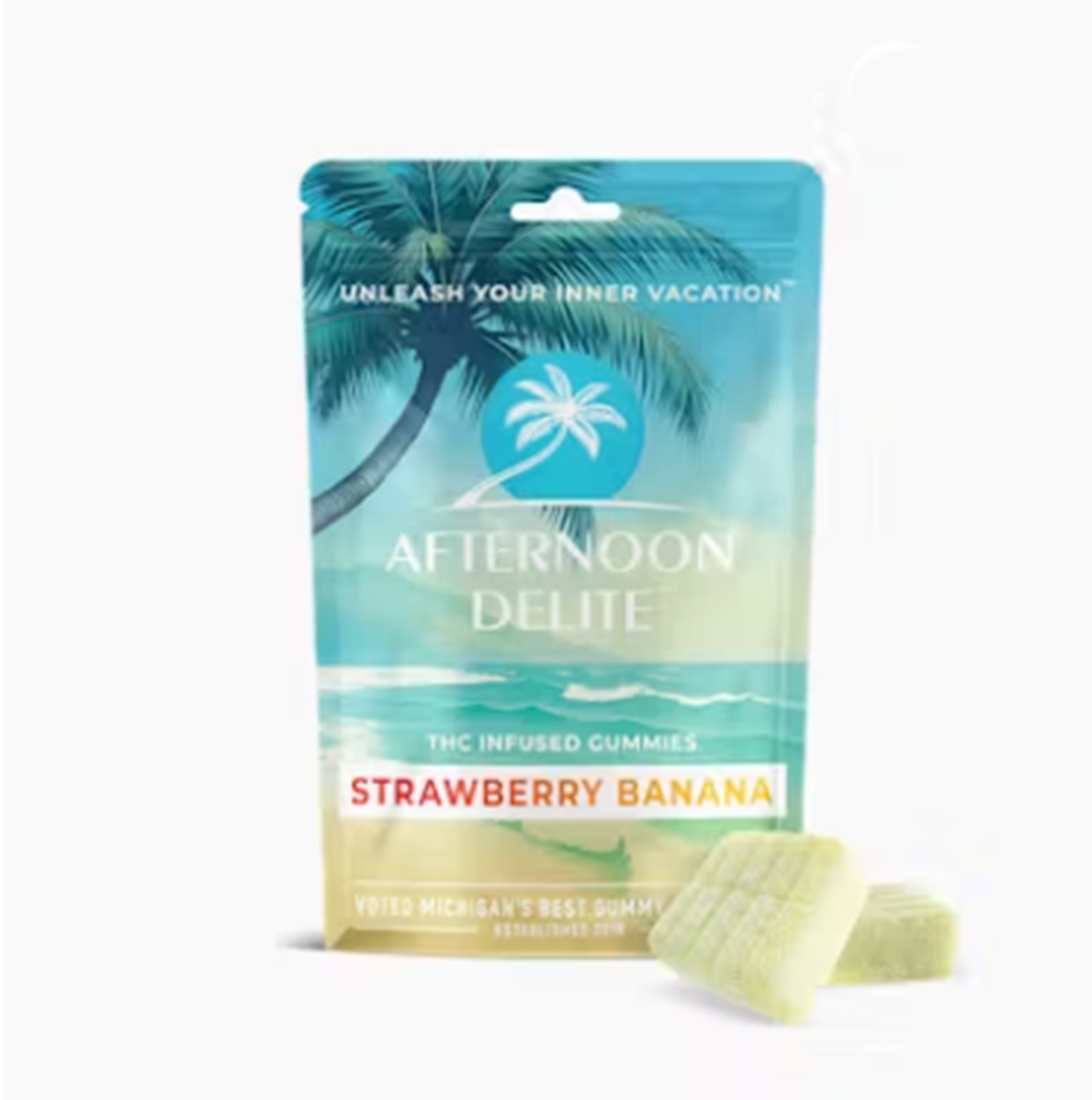 Photograph of product: AFTERNOON DELITE | STRAWBERRY BANANA | GUMMIES | 200MG | REC