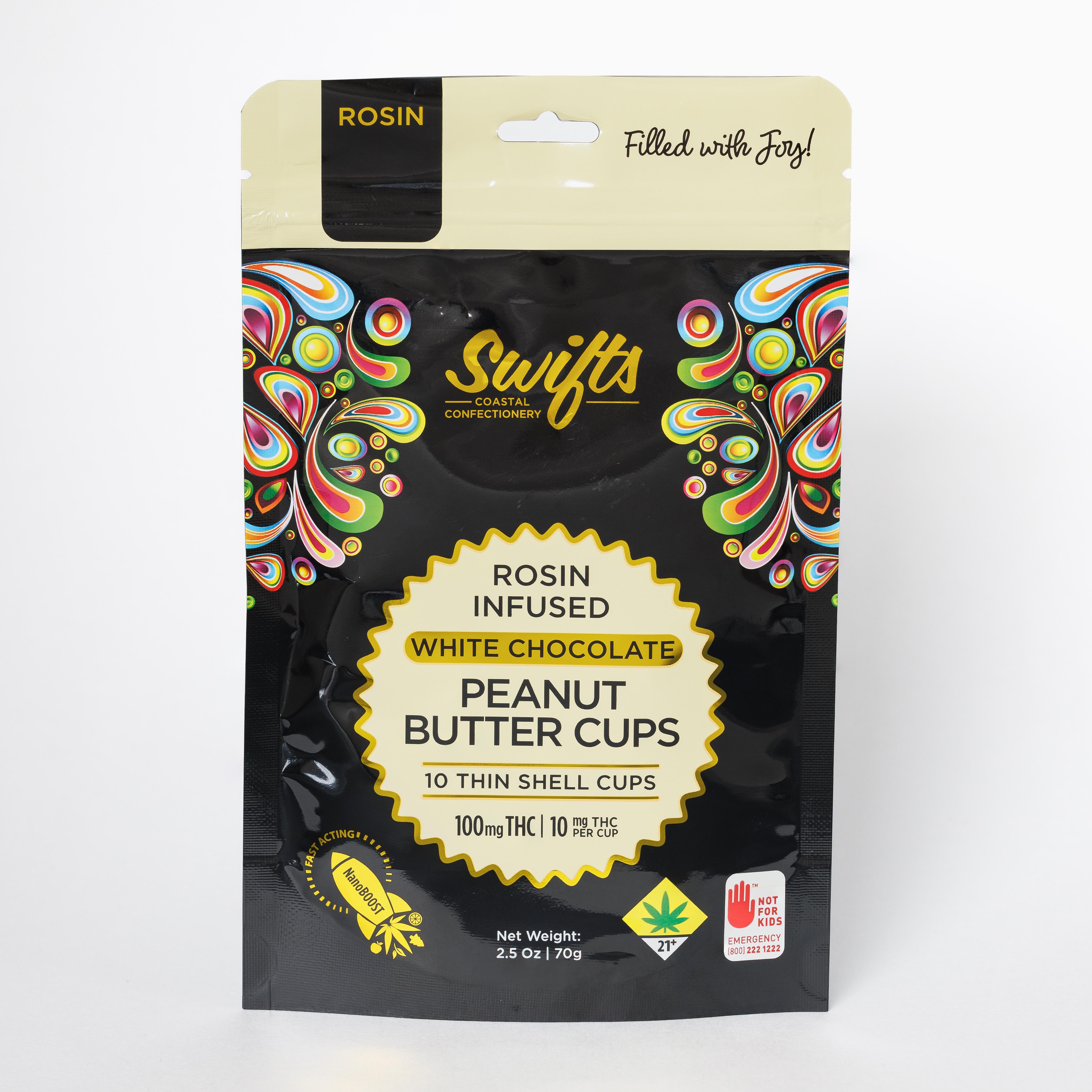 Photograph of product: Swifts | White Chocolate Peanut Butter Cups | Rosin Infused | 10pk | 100mg TH-oui