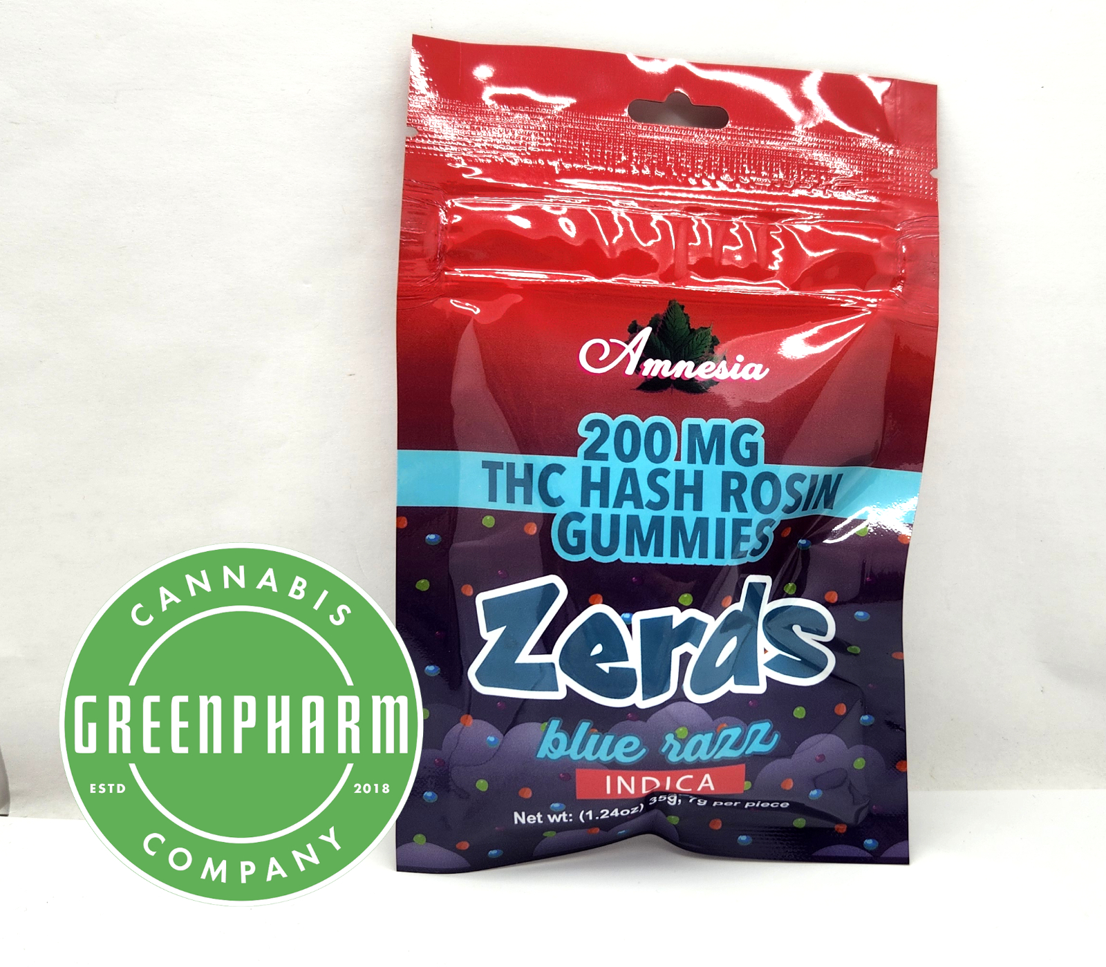 Photograph of product: Edible | Amnesia | Blue Razz au chocolat Rosin Gummies | 200mg