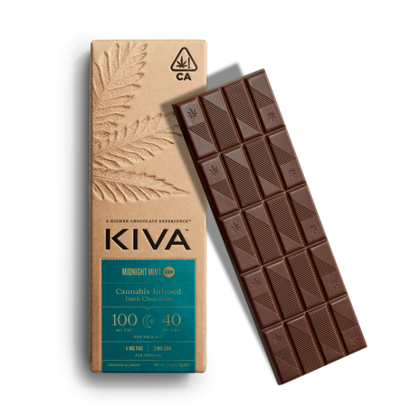 Photograph of product: Dark Chocolate Midnight Mint [H] | 100MG 5:2 CBN Chocolate Bar | Kiva