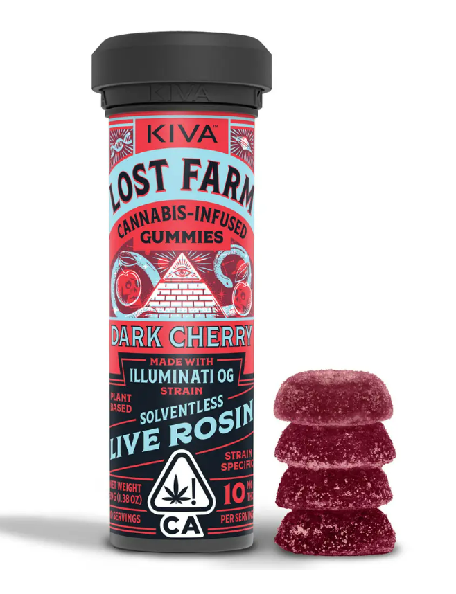 Photograph of product: Lost Farm Gummies Dark Cherry Illuminati OG Rosin 100mg