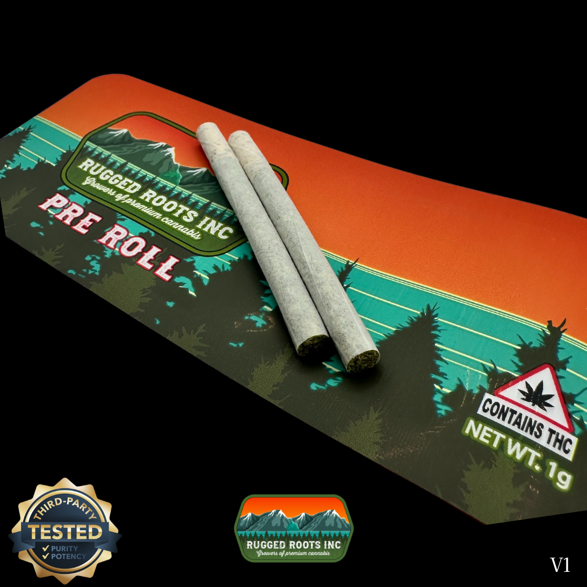 Photograph of product: Rugged Roots | Gas Guzzler 0.5g Pre Roll 2 Pack