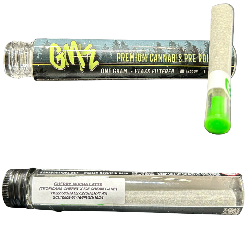 Photograph of product: Green Mountain Kana - Glass Tip PreRoll - Black Cherry Punch