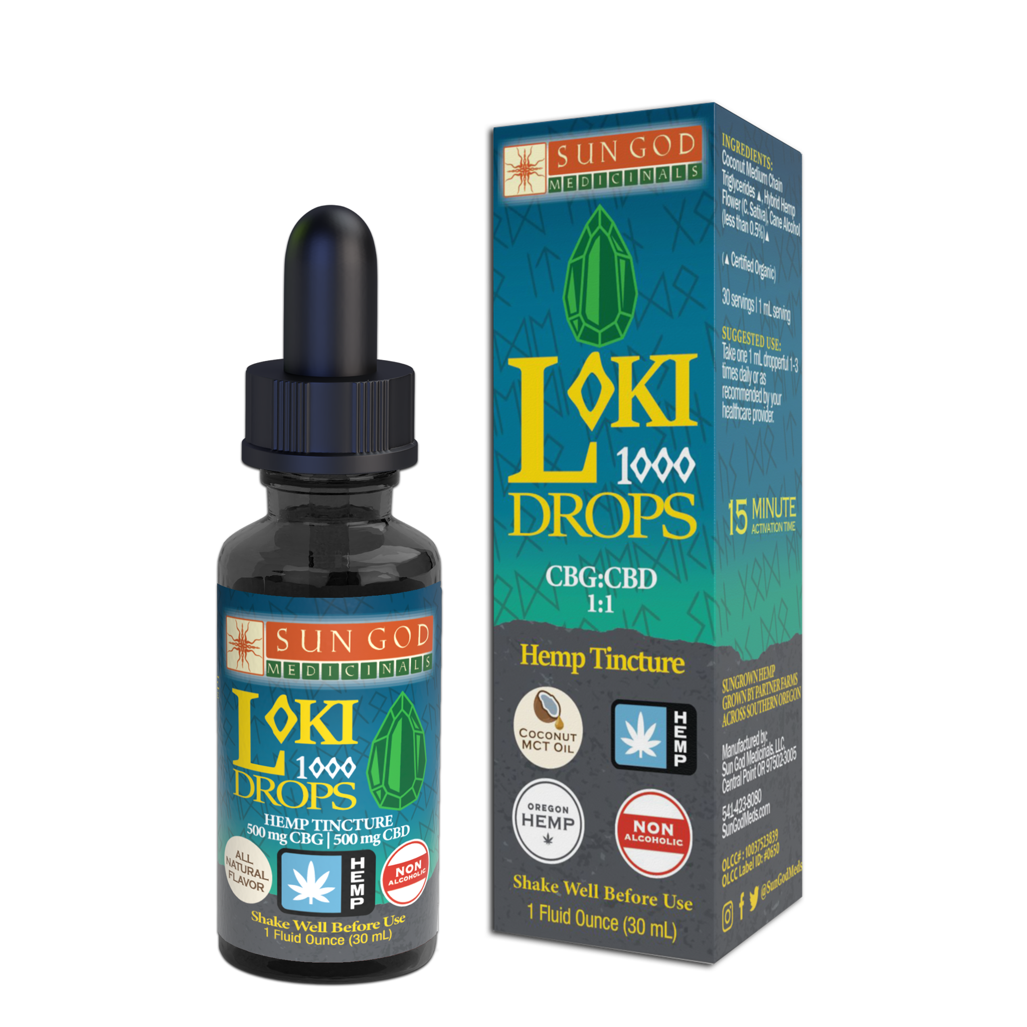 Photograph of product: (1:1) CBG/CBD Loki MCT Tincture
