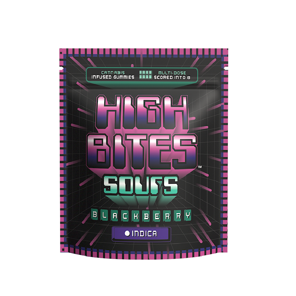 Photograph of product: High Bites Sours Multi-Dose Gummies: Blackberry Oui'd 800mg - GDF
