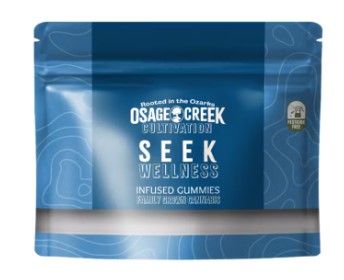 Photograph of product: 200mg 1:1:1 TH-oui:CBD:CBG Peach Tea (Osage) - Seek Wellness Gummy