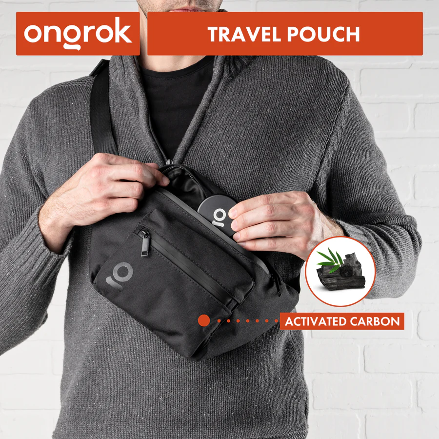 Photograph of product: ONGROK - Smell Proof Carbon Lined Fanny Pack/Travel Pouch, 8 x 7" - Black
