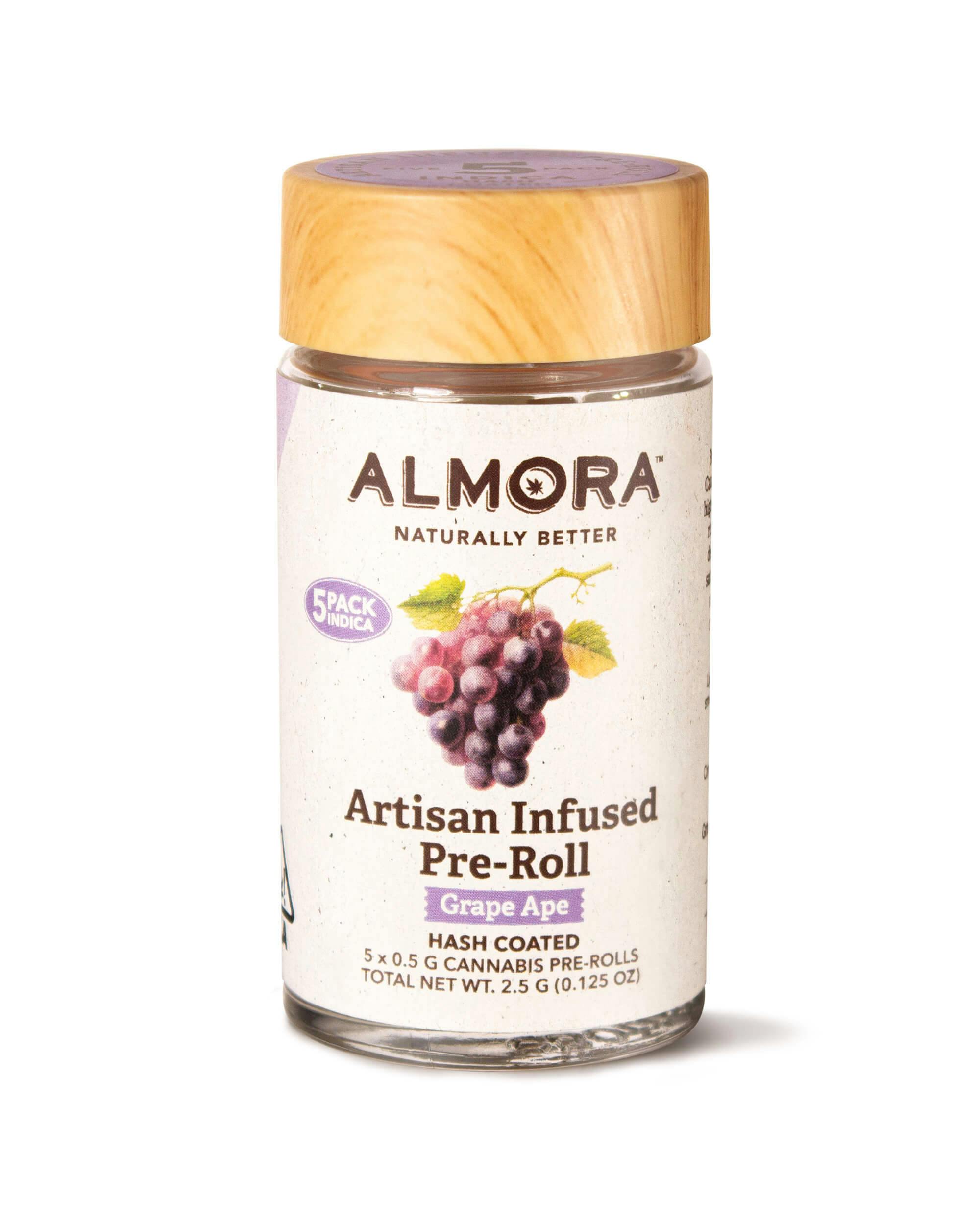 Photograph of product: ALMORA FARM | GRAPE APE | ARTISIAN INFUSED PRE-ROLLS | 5PK
