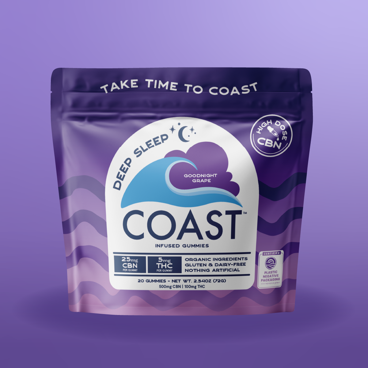 Photograph of product: Coast | Goodnight Grape - 5:1 CBN:TH-oui | 20pk