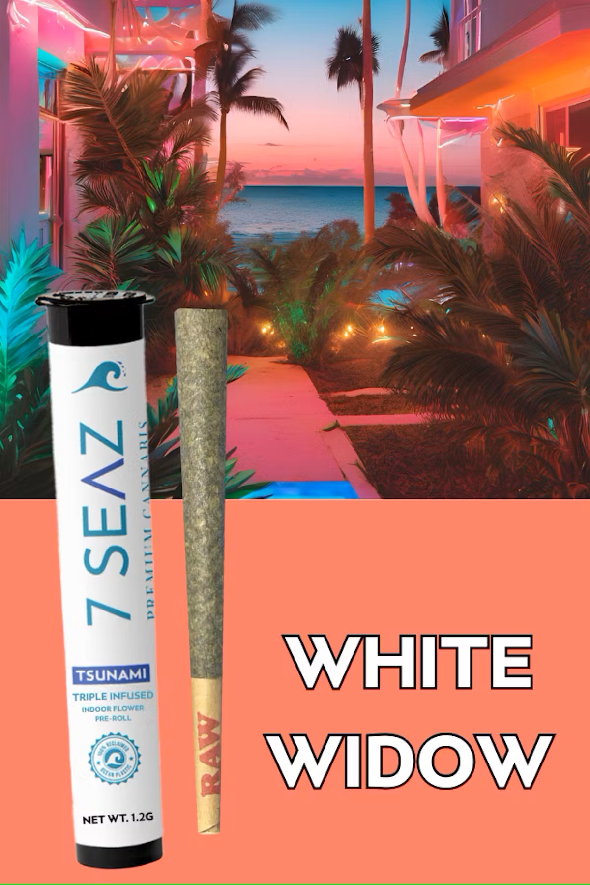 Photograph of product: 7 Seaz | Triple Infused Preroll | White Widow