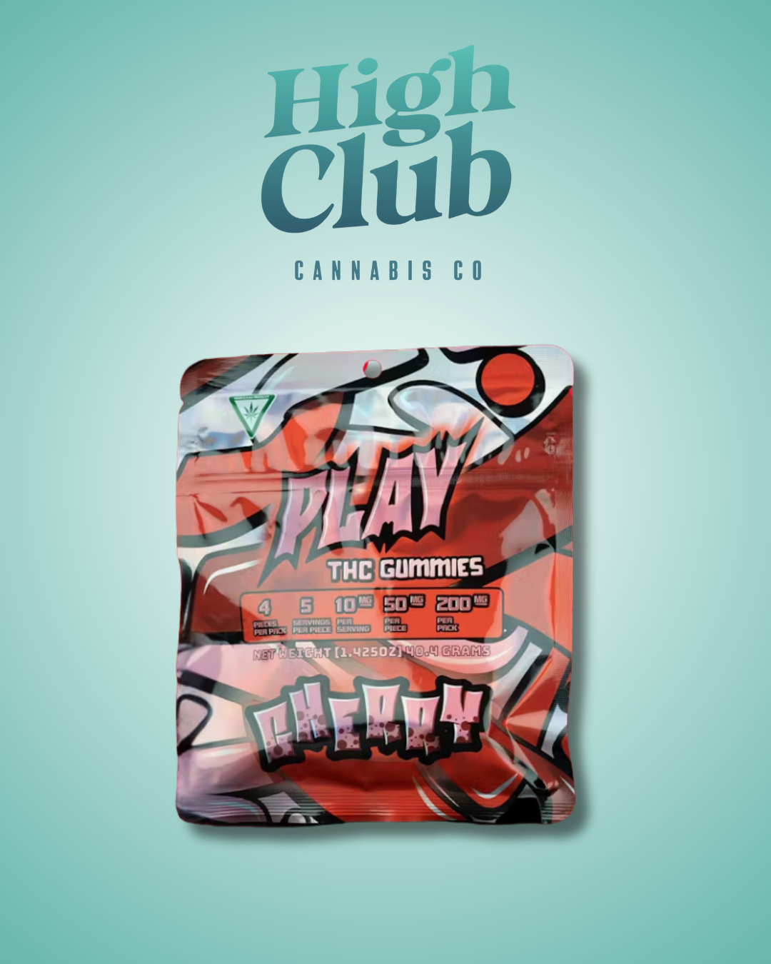 Photograph of product: Play - Cherry Gummies - 200MG  - 4pc