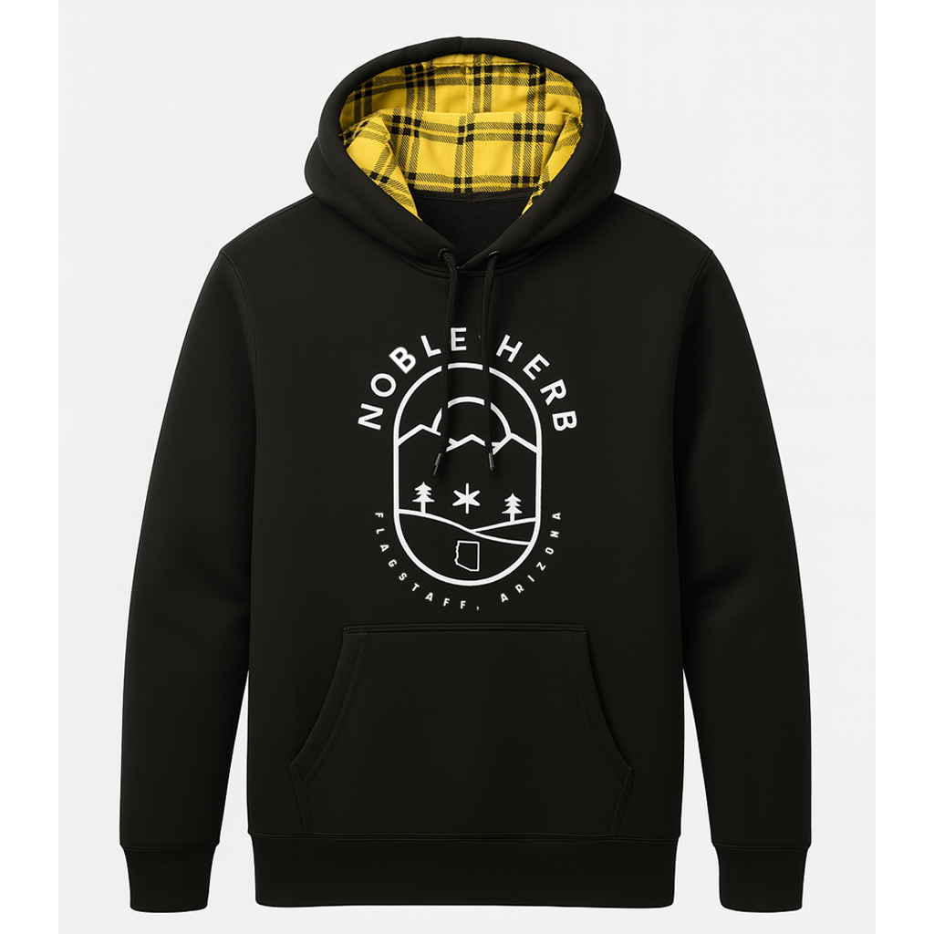 Photograph of product: Noble Branded Pullover Hoodie Black W/Yellow