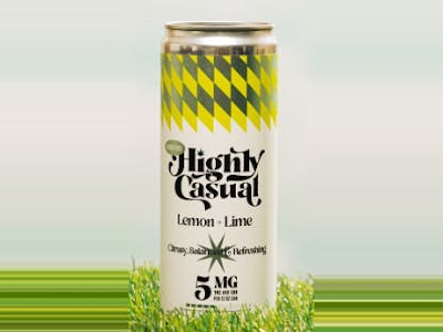 Photograph of product: Highly Casual | 5mg Seltzers | Lemon Lime 4pk