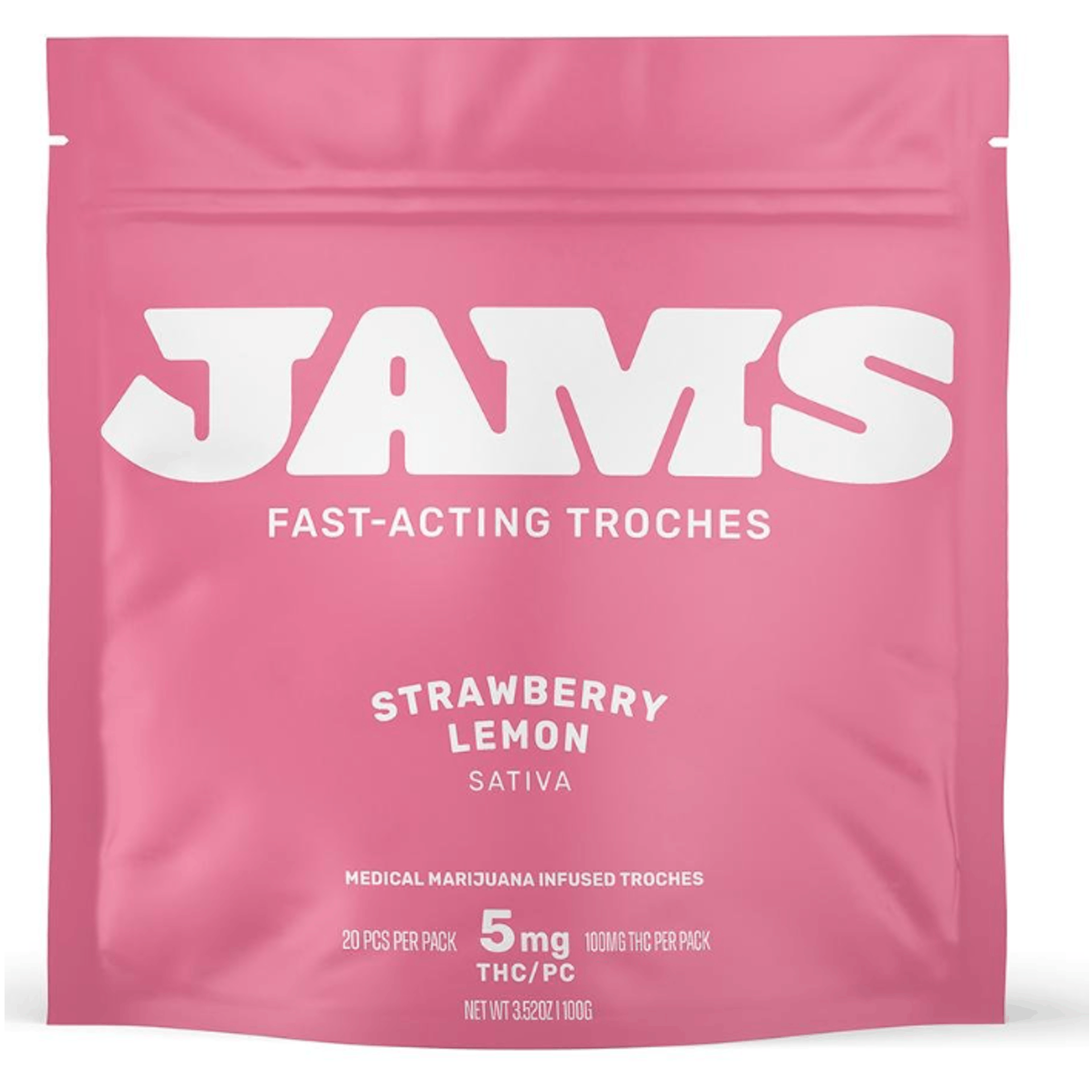 Photograph of product: JAMS Strawberry Lemon (S) Fast Acting Troche 5mg (20pk)