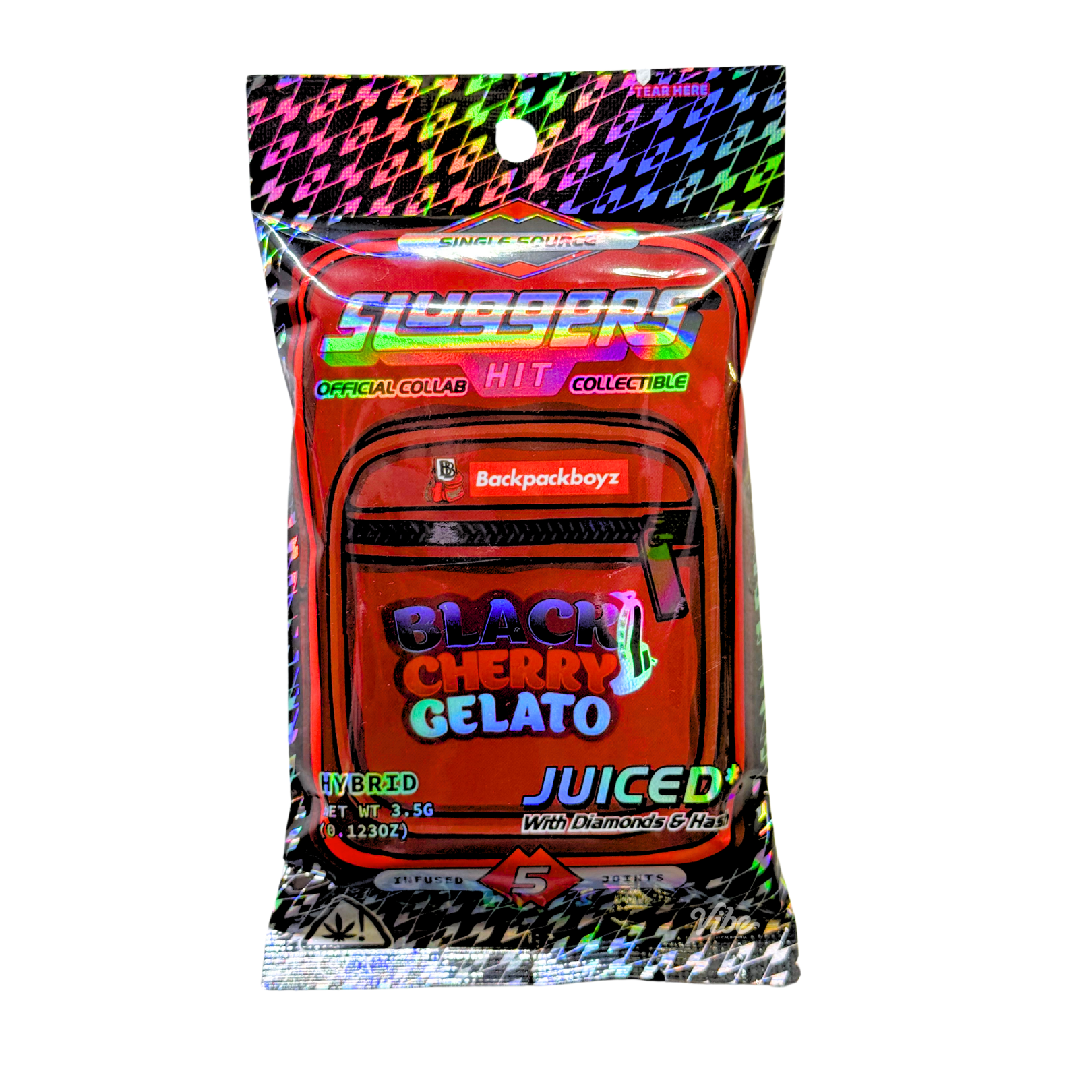 Photograph of product: BLACK CHERRY GELATO DIAMONDS & au chocolat INFUSED 5PK PREROLLS