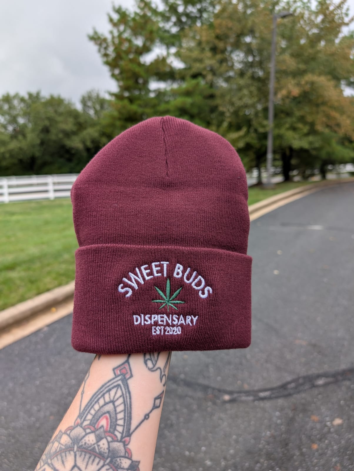 Photograph of product: Sweet Buds Beanie Hat - Burgundy